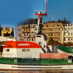 SRK Georg Breusing am Werftkai in Bremerhaven, 1988.