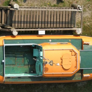 Blick vom Leuchtturm auf SRB Gesina auf Wangerooge, 2006.